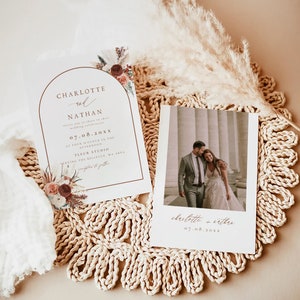 Pampas Wedding Invitation Template, Boho Wedding Invites, Wedding Invitation Printable, Elegant Wedding, Wedding Invites, Terracotta, Arch