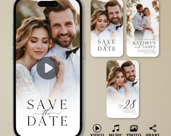 Animated Wedding Save the Date Video Template, Editable Canva Invitation (Digital Download)
