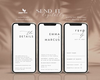 Minimalist Electronic Wedding Invitation Template, Online RSVP (Digital)
