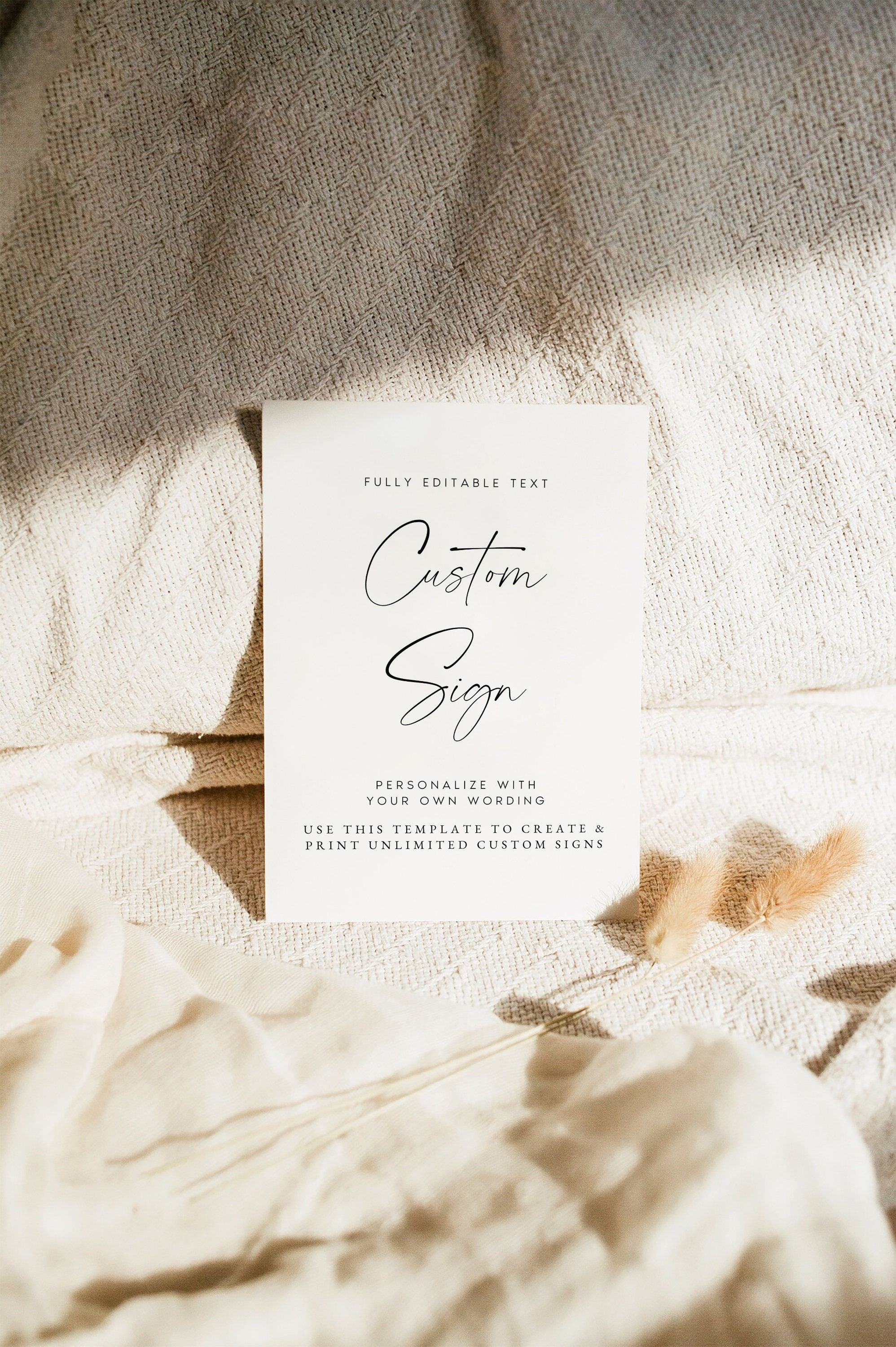 Boho Custom Sign Template, Modern Wedding Sign Printable, Customizable ...