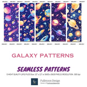 Galaxy Patterns Digital Prints - Seamless Pattern, Scrapbooking Paper, High Resolution Cosmic Art Backgrounds, Instant Download