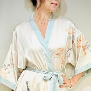 Kimono Robe, Japanese Dressing Gown, Luxury Satin Robe, Bridesmaid Robe, Womens Dressing Gown, Dressing Gown, Summer Robe, Plus Kimono,