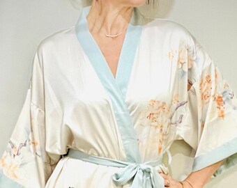 Luxury Kimono Robe | Plus Size Dressing Gown | Women's Loungewear |  Japanese Spa Robe | Wedding Party Bridal Gift | Brides Gift For Her