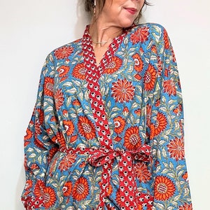 Kimono Robe, Dressing Gown Women, Brides Robe, Womens Dressing Gown, Cotton Dressing Gown, Plus Kimono, Blue Kimono Robe, Plus Size Robe