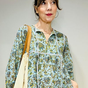 Boho Cotton Blouse: Handmade Indian Floral Top