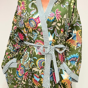 Cotton Kimono Robe | Plus Size Dressing Gown | Women's Loungewear | Beach Cover Up | Spa Robe | Wedding Party Bridal Gift | Handmade For Her