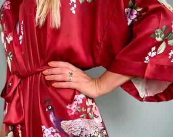 Luxury Kimono Robe | Plus Size Dressing Gown | Women's Loungewear |  Japanese Spa Robe | Wedding Party Bridal Gift | Brides Gift For Her