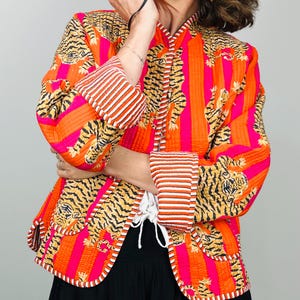 Handmade Quilted Cotton Jacket: Colorful Patchwork Shacket