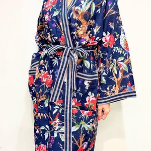 Kimono Robe, Dressing Gown Women, Brides Robe, Womens Dressing Gown, Cotton Dressing Gown, Plus Kimono, Blue Kimono Robe, Plus Size Robe