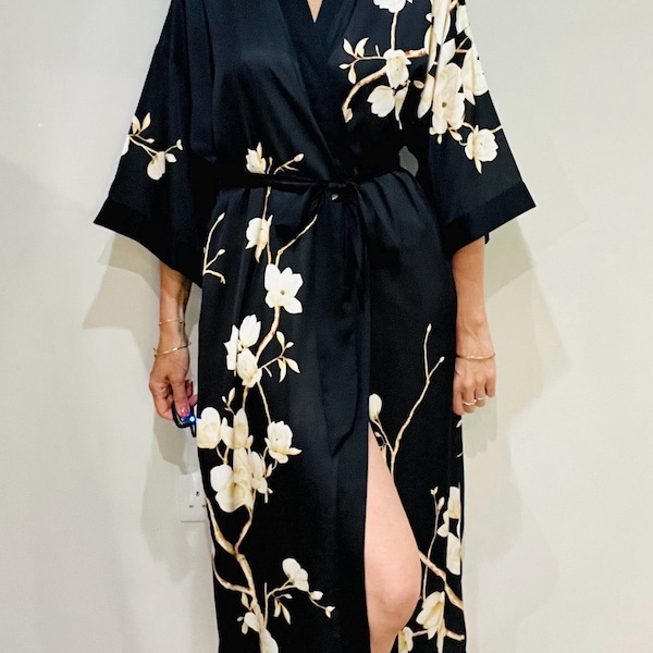 Luxury Kimono Robe | Plus Size Dressing Gown | Women's Loungewear |  Japanese Spa Robe | Wedding Party Bridal Gift | Brides Gift For Her