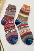 2 Pairs Wool Socks For Her | Nordic Style Ankle Socks | Fits UK Size 4- 8 | Scandi Style Walking Socks    | Fun Holiday Loungewear
