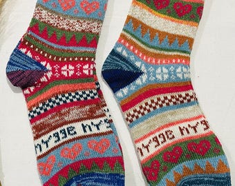 2 pares de calcetines de lana para ella / Calcetines tobilleros de estilo nórdico / Tallas del Reino Unido 4-8 / Calcetines para caminar de estilo escandinavo / Ropa informal para las vacaciones
