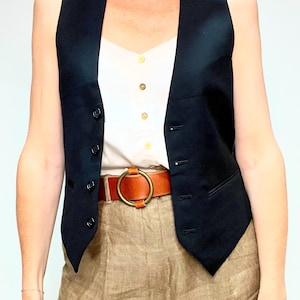 Vintage Waiscoat, Vintage Wool Waistcoat, Black Tailored Vest,Waistcoat For Her, Vintage Tweed Vest, Ladies Waistcoat