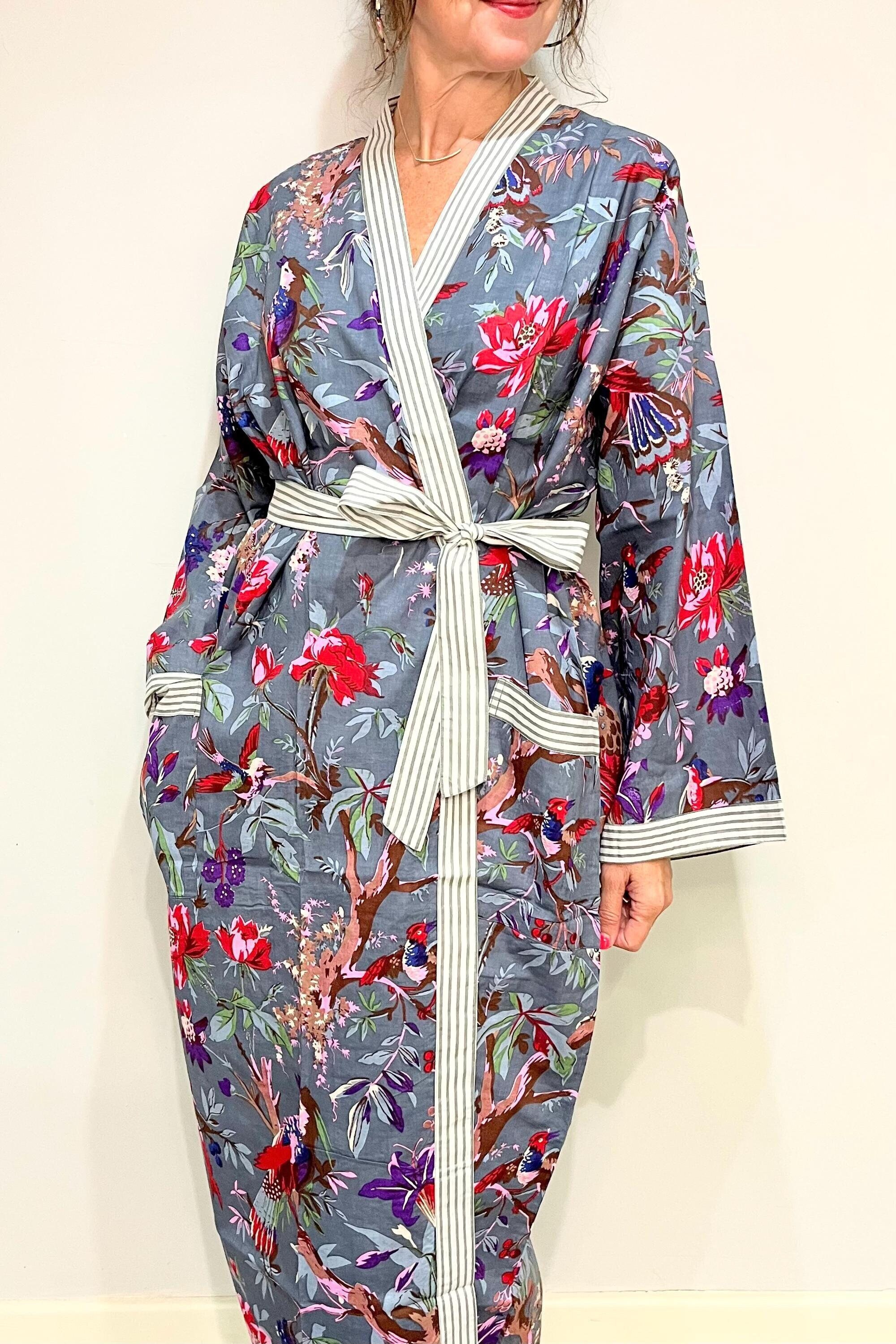 ladies cotton kimono dressing gown uk Robe | Plus Size | Women's Loungewear | Beach Cover up | Spa Robe | Wedding Party Bridal Gift | Handmade for Her Trends_Holiday