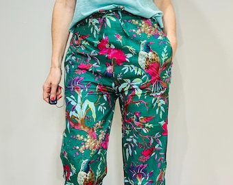 Cotton Pajama Set: Floral Print Pants & Tee