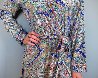 Kimono Robe, Silk Dressing Gown, Silk Robe, Bridesmaid Robe, Womens Dressing Gown, Dressing Gown, Summer Robe, Blue Shimmer