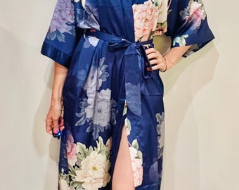 Luxury Kimono Robe | Plus Size Dressing Gown | Women's Loungewear |  Japanese Spa Robe | Wedding Party Bridal Gift | Brides Gift For Her