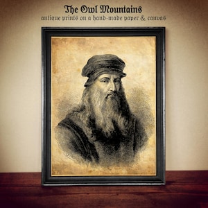 Leonardo da Vinci Portrait – Renaissance Masterpiece Art Print – Vintage Historical Wall Decor – Gift for Artists, and History Lovers #347