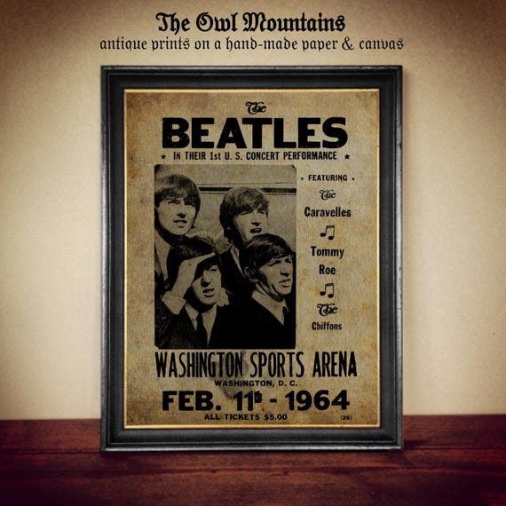 The Beatles First US Concert Vintage 1964 Flyer Poster Print