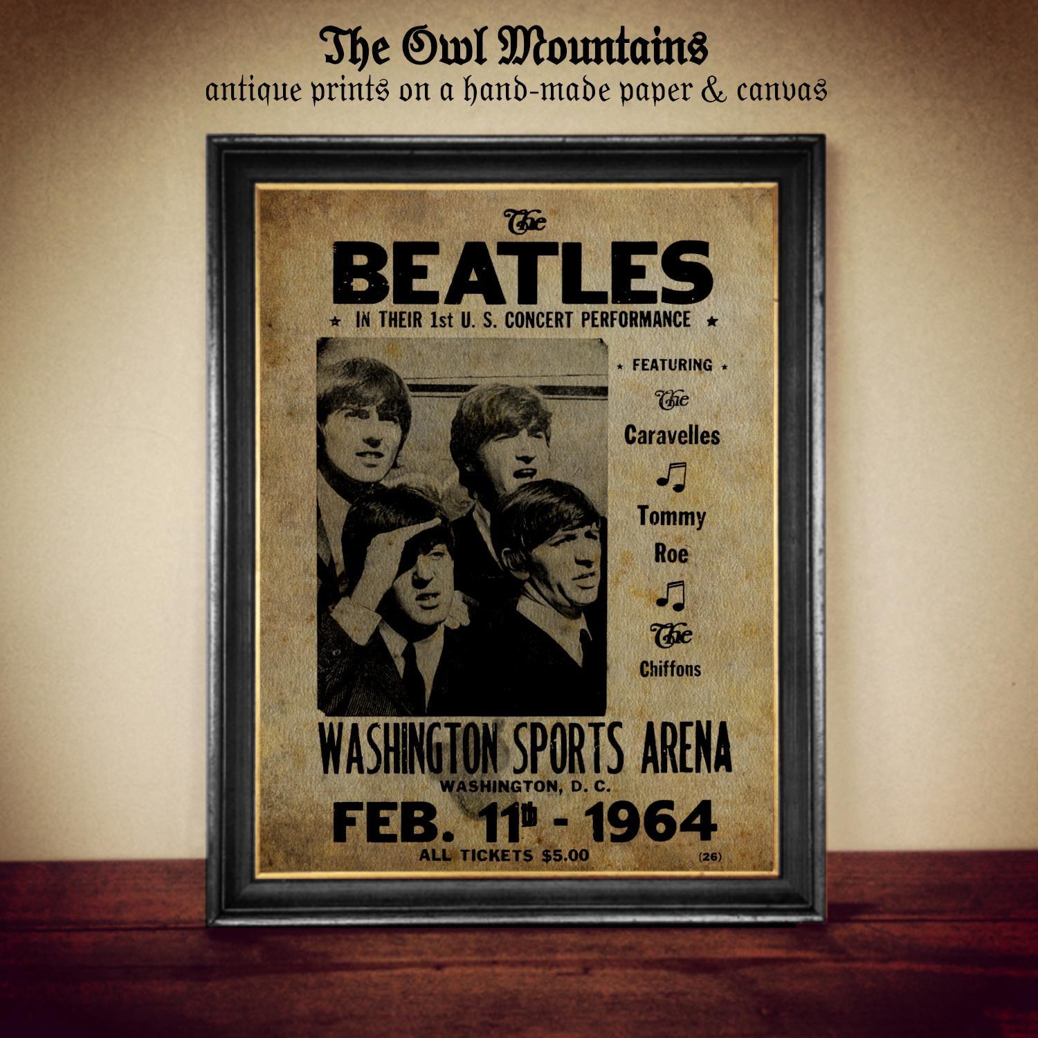 The Beatles First US Concert Vintage 1964 Flyer Poster Print