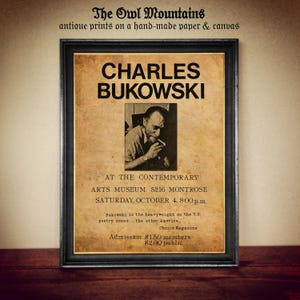 Charles Bukowski 1974 Contemporary Arts Museum Poster Print - Arte letteraria d'epoca su carta fatta a mano o tela per gli amanti della poesia #323