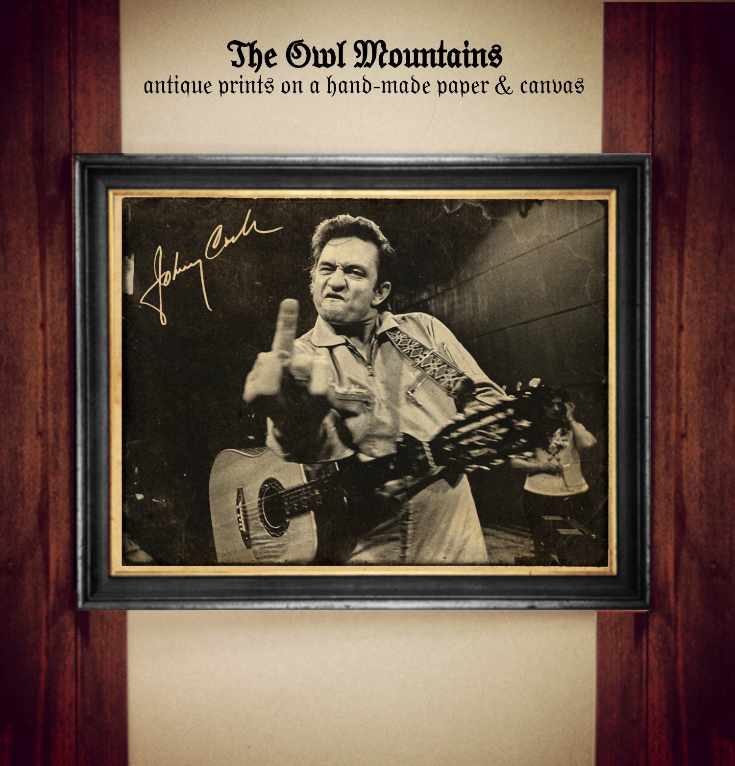 Johnny Cash Middle Finger Photo Poster - Iconic Flipping the Bird