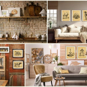 a collage of photos of a living room