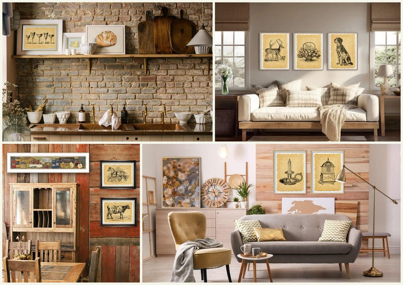 a collage of photos of a living room
