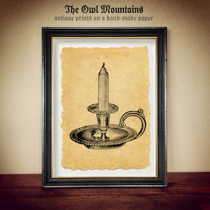Stampa di candelabri su carta fatta a mano, arte invecchiata, regalo per operatori di luce, idea regalo per amanti dei libri e antiquari, arte per la credenza #76