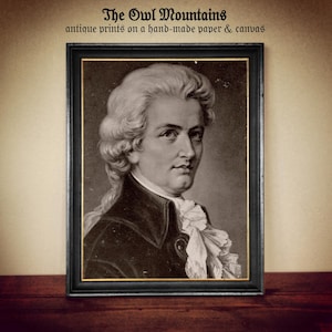 Wolfgang Amadeus Mozart Art Print – Vintage Classical Music Wall Decor – Handmade Paper or Canvas – Gift for Music Lovers & Musicians #350