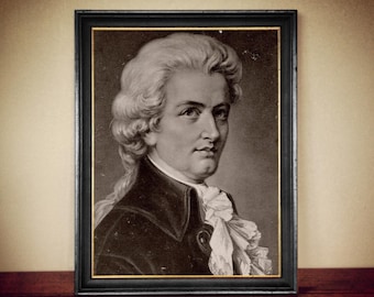 Wolfgang Amadeus Mozart Art Print – Vintage Classical Music Wall Decor – Handmade Paper or Canvas – Gift for Music Lovers & Musicians #350