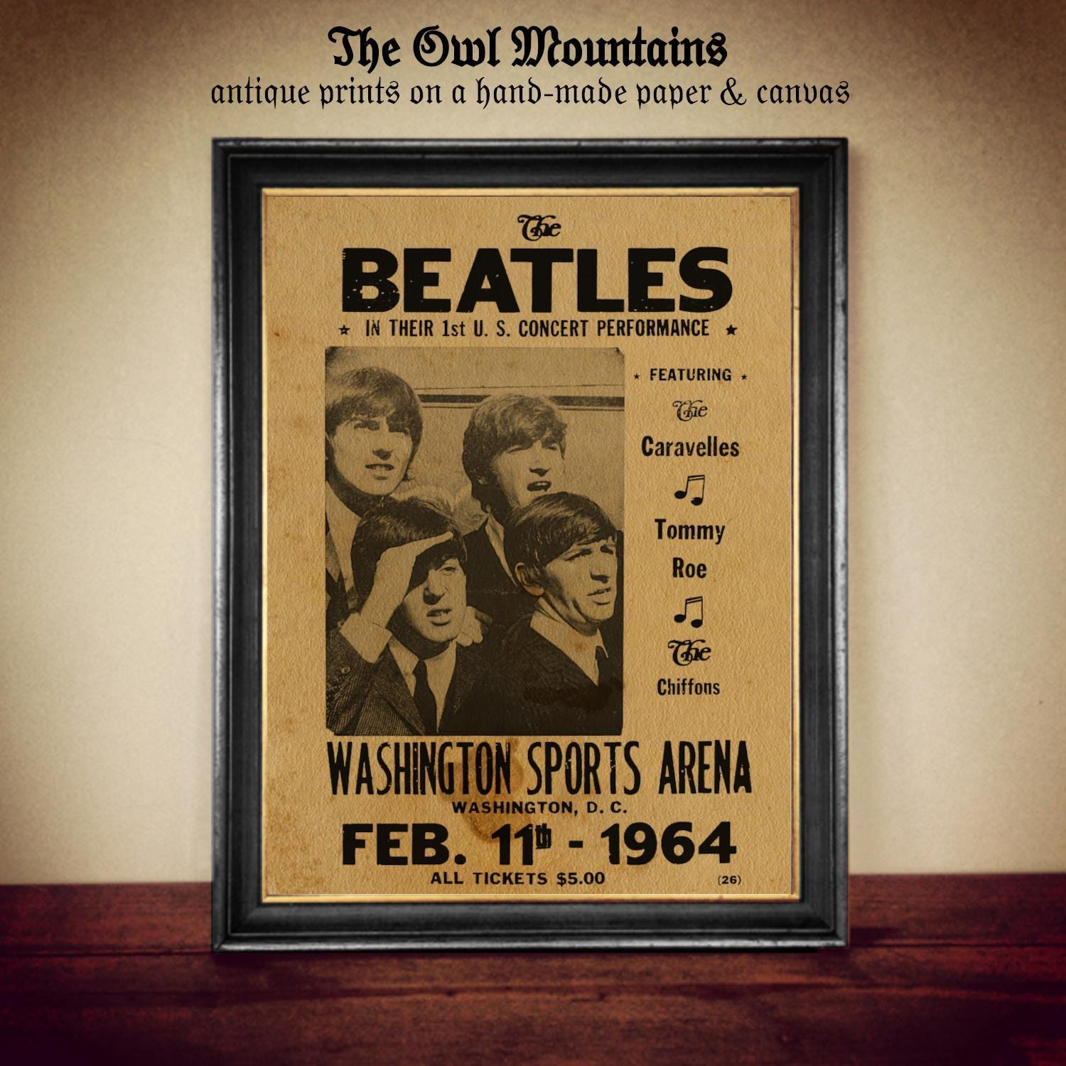 The Beatles First US Concert Vintage 1964 Flyer Poster Print