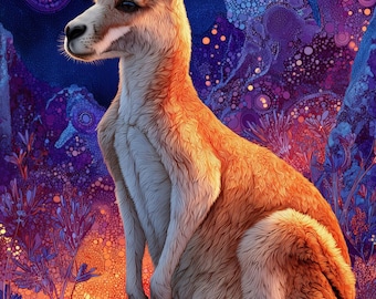 Elder Kangaroo Sacred Dreamtime colourful Dot Art Wall Art by Robin Custance