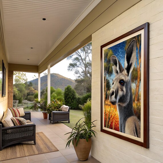 Old Man Pa Eastern Grey Kangaroo Portrait Art Print | Digital