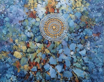 Celestial Waterhole Limestone Coast Aboriginal WallArt Digital Download 48 Inch Art by Robin Custance