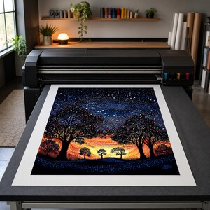 Dreaming Under the Sunset Aboriginal-Inspired Landscape Printable Wall Art image 5