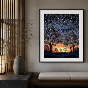 Dreaming Under the Sunset Aboriginal-Inspired Landscape Printable Wall Art image 4