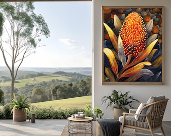 Orange Floral Spike, Australian Botanical Printable Wall Art