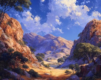Aussie Outback Masterpiece Digital Print Abstract Bush Landscape Wall Art by Robin Custance