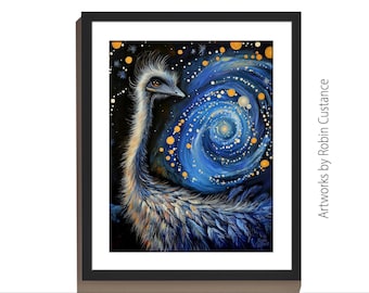 Cosmic Emu Night Sky | Aboriginal Dot Painting | Download Digital
