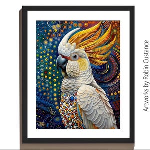 Cockatoo Dreaming | Aboriginal Bird Dot Painting | Download Digital Wall Art by Robin Custance