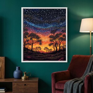 Starry Outback Trees, Colourful Australian Night Printable Wall Art image 19