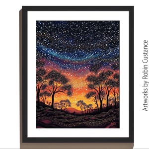Dreaming Under the Southern Stars Aboriginal Dot Painting High-Resolution Digital Artwork by Robin Custance
