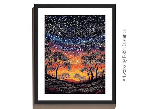 Dreaming Under the Southern Stars Aboriginal Dot Painting High-Resolution Digital Artwork by Robin Custance