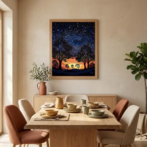 Dreaming Under the Sunset Aboriginal-Inspired Landscape Printable Wall Art image 6