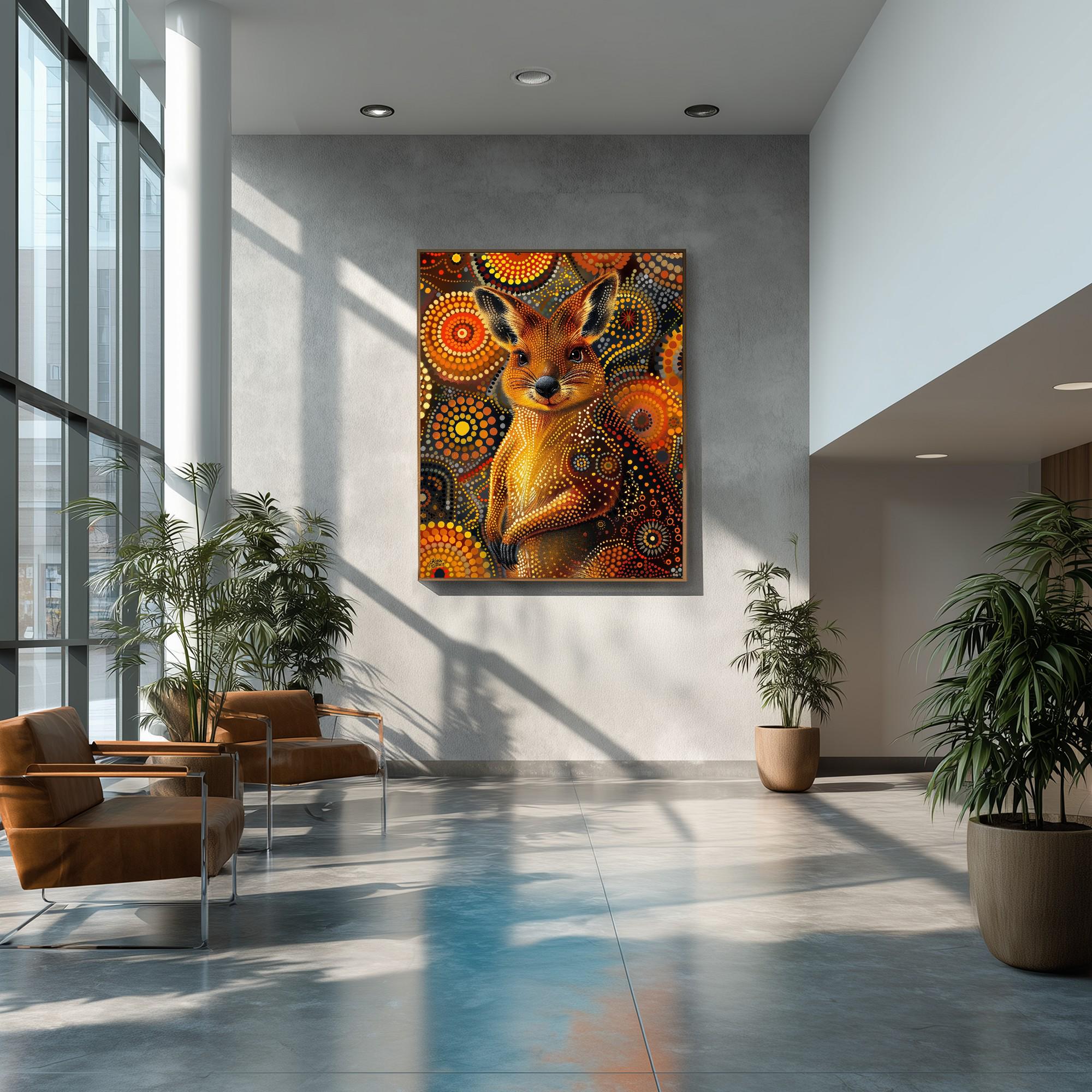 Smiling Quokka Aboriginal Dot Art Digital Print Nursery Gift Wall