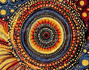 Golden Symphony Dreaming | Aboriginal Dot Painting Artwork | Download Digital Wall Art by Robin Custance