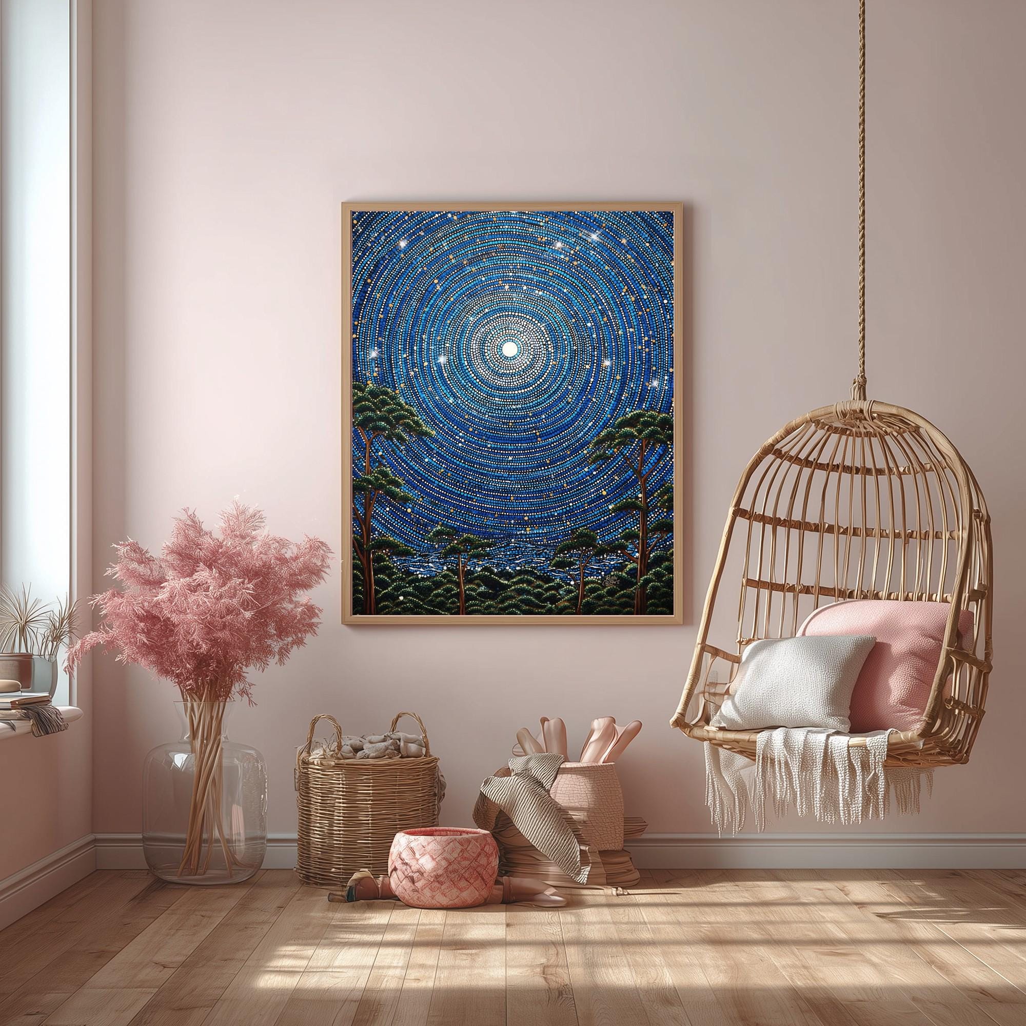 Bunya Night Sky Mystical Dot Art Star Fields Eucalyptus Wall Art