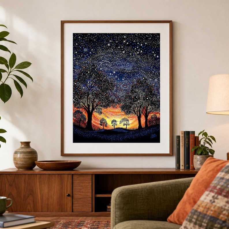 Dreaming Under the Sunset Aboriginal-Inspired Landscape Printable Wall Art image 8