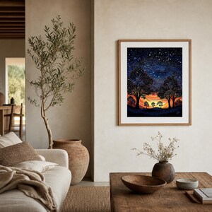 Dreaming Under the Sunset Aboriginal-Inspired Landscape Printable Wall Art image 9
